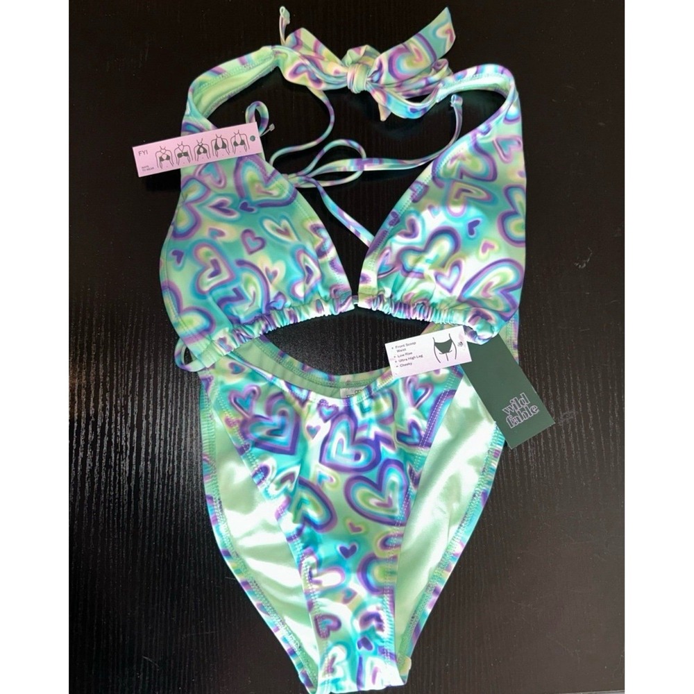 Wild Fable Target 2 Piece Swimsuit Heart Tie Dye‎ Bikini - Size Small.
